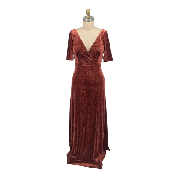 01531 Ever Pretty Velvet Maxi Dress Rustic Orange Size 2XL wedding evening forma - Picture 1 of 8